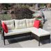 Relaxing Wicker Rattan Sectional Sofa Set for Outdoor Patio Conversations, Beige Cushions Included