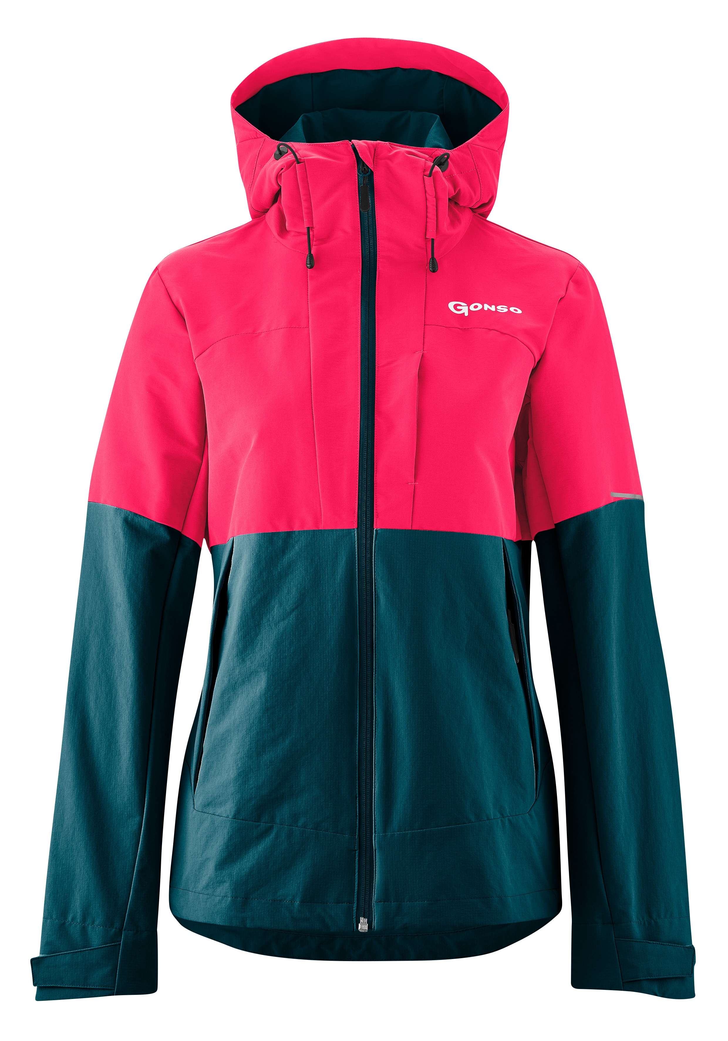 Fahrradjacke GONSO "LAVARELLA", Damen, Gr. 42, pink (neonpink), 93% Polyamid, 7% Elastan, Rundhals, Jacken, MTB-spezifischer Schnitt und Material - strapazierfähig und formstabil Image