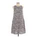 Ann Taylor LOFT Casual Dress - A-Line Crew Neck Sleeveless: Gray Animal Print Dresses - Women's Size 2 - Print Wash