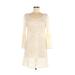 American Eagle Outfitters Casual Dress - A-Line Scoop Neck Long sleeves: Ivory Print Dresses - Women's Size Medium