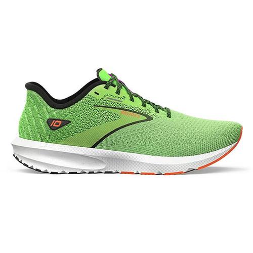 BROOKS Herren Laufschuhe Launch 10, Größe 45 ½ in Green Gecko/Red Orange/White