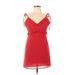 Honey Punch Casual Dress - Shift Plunge Sleeveless: Red Print Dresses - Women's Size Medium