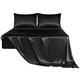 PiccoCasa 4 Piece Sheet Set Super King Size, Silky Satin Bedding - Fitted Sheet, Flat Sheet, 2 Pillowcases (Duvet Cover Not Included) Black