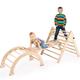 BommJokker Pikler Triangle Indoor Climbing Frame for Toddlers 3 in 1 Montessori Wooden Toddler Climbing Frame Set Toddlers Rock with Ramp and Arch Climbing Triangle(Natural, Large)