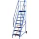 8 Tread Mobile Warehouse Steps | British Standard EN131-7 | 3m Portable Safety Ladder Stairs & Wheels – 2m Platform Height – Handrail & Guardrail Safe Picking – STRONG STEEL FRAME Easy Movement