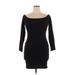 Guess Casual Dress - Bodycon Boatneck 3/4 sleeves: Black Print Dresses - Women's Size Large