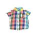 Carter's Short Sleeve Button Down Shirt: Blue Checkered/Gingham Tops - Size 3 Month