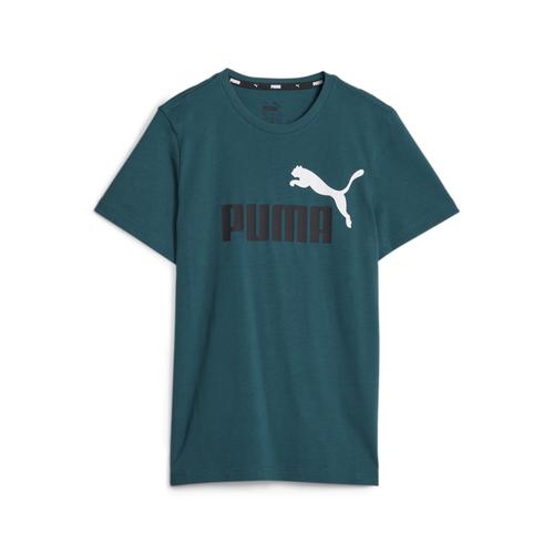 „Trainingsshirt PUMA „“Essentials+ Two-Tone Logo T-Shirt Jungen““ Gr. 140, grün (malachite green) Kinder Shirts“
