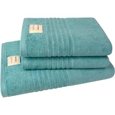 Handtuch Set DYCKHOFF "Nature", blau (ozean), 3 St., Frottier, Frottier, Obermaterial: 100% Baumwolle, Handtücher (Packu