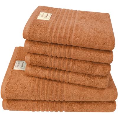 Handtuch Set DYCKHOFF "Nature", orange (terra), 6 St., Frottier, Frottier, Obermaterial: 100% Baumwolle, Handtücher (Pac