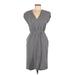 J.Crew Casual Dress V Neck Sleeveless: Gray Print Dresses - Women's Size 6