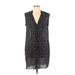 Band of Outsiders Casual Dress - Shift Plunge Sleeveless: Black Dresses - Women's Size 0