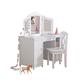 KidKraft Deluxe Wooden Vanity Table and Chair for Kids, White Dressing Table with Mirror and Chair, Kids' Desk with Storage Shelves, Children's Playroom/Bedroom Furniture, 13018