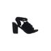 Park Lane Heels: Strappy Chunky Heel Casual Black Print Shoes - Women's Size 7 - Open Toe