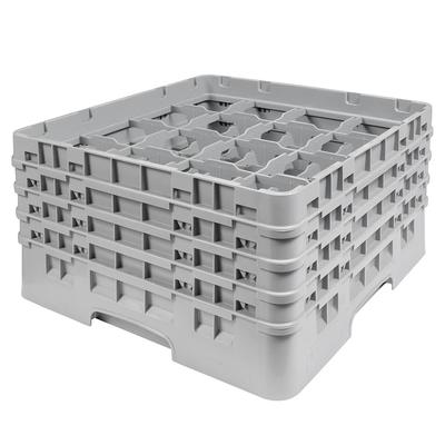 Cambro 16S800151 Camrack Glass Rack w/ (16) Compartments - (4) Gray Extenders, Soft Gray