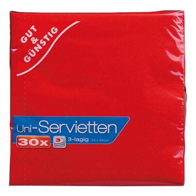 Gut und Günstig Servietten 3-lagig unifarben 30 Stück 33x33 cm rot, 33x33 cm Image