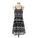 Casual Dress - A-Line Scoop Neck Sleeveless: Black Aztec or Tribal Print Dresses - Women's Size Small