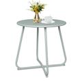 Hofitlead Outdoor Side Table Waterproof Metal End Table Small Patio Table Round End Table Outdoor Table for Garden Balcony Yard Mint Green