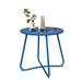 Hofitlead Outdoor Side Table Waterproof Metal End Table Small Patio Table Round End Table Outdoor Table for Garden Balcony Yard Blue