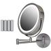 6.8 Lighted Mount Makeup Mirror 1X & 7X Magnifier Adjustable Double Sided Round LED Extend Retractable & Folding Arm Compact & Cordless Battery Powered Brushed MFW70BR1X7X