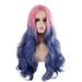 DOPI Gradient Blue Pink Wig Big Wave Ladies Fashion Wig Headgear Middle Point Wig(2Pack)