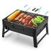 SQUICKLE New Metal Folding Portable Outdoor Charcoal BBQ Grill Charcoal Set for Home and Outdoor Oven Black Carbon Steel Black