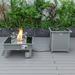 LeisureMod Walbrooke Modern Square Fire Pit Table and Tank Holder with Powder Coated Aluminum Slats Design for Patio and Backyard Garden (Grey)