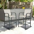 Crestlive Products Lightweight Bar Height Barstools Outdoor Bar Stools Patio Bar Chairs - 21.3 W x 22.5 D x 44 H Set of 2 Gray & Brown