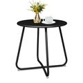 Ecomex Round Metal Side Table End Table Small Patio Coffee Table for Porch Yard Balcony Garden Black