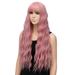 Sehao Quality Women Girl Natural Curly Long Synthetic Wig Pink Party Hair wig Pink Wigs for Women