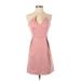 She + Sky Casual Dress - A-Line Halter Sleeveless: Pink Print Dresses - Women's Size Small