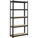 5-Tier Utility Shelves Metal Storage Shelves Garage Shelving Unit Adjustable Garage Storage Shelves Storage Racks Duty Shed Shelving- Black 35.5 x 12 x Inch