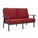 Leisuremod Walbrooke Patio Loveseat with Brown Aluminum Frame and Removable Cushions - 56.69