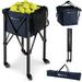 Goplus Foldable Tennis Ball Hopper Basket Portable Travel Teaching Cart with Wheels & Bag Blue