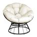Papasan Chair - Latitude Run® Aviston 35.43" Wide Swivel Papasan Chair Polyester in White/Brown | 15 H x 35.43 W x 29.9 D in | Wayfair