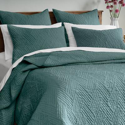 Bliss Cotton Hand Stitched Quilt - King, Emerald - Grandin Road