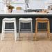 Julien Bar & Counter Stool - Bar Height (29-1/2"H Seat), Gray Painted, Bonded Leather, Gray Painted/Marbled Black/Bar Height - Grandin Road