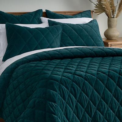 Bliss Velvet Diamond Stitched Quilt - Twin, Mineral - Grandin Road