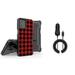 BC Kombo Series Case for Motorola Moto G Stylus 5G 2023 - Belt Holster Rugged Kickstand Cover (Red Black Plaid) with 15W Fast Charging Type-C Car Charger with Extra USB Port (6 Foot)