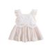 Qtinghua Newborn Baby Girls Summer Clothes Sleeveless Lace Short Dress Casual Princess A Line Sundress White 0-3 Months