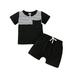 Huakaishijie Kids Baby Boys Summer 2Pcs Shorts Outfit Set Short Sleeve Striped T-shirt with Elastic Waist Shorts