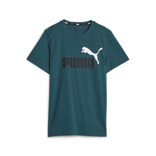 „Trainingsshirt PUMA „“Essentials+ Two-Tone Logo T-Shirt Jungen““ Gr. 128, grün (malachite green) Kinder Shirts“