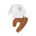 Karuedoo Toddler Baby Boy Halloween Outfits Pumpkin Patch Crew Long Sleeve Sweatshirt with Long Pants