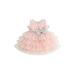 JYYYBF Baby Girls Lace Floral Sleeveless Bowknot Flower Dresses Pageant Party Wedding Baby Girl Christmas Dress Light Pink