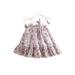 ELF Baby Girls Summer Floral Dress Bandage Spaghetti Straps Loose Sleeveless Dress for Beach Party