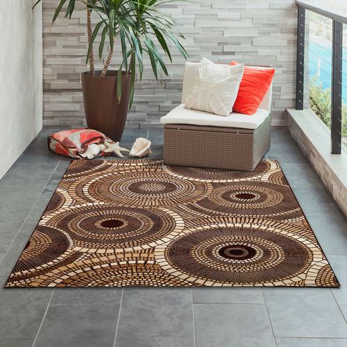 Marina Circles Rectangle Rug, 7'10"" x 9'10"", Brown