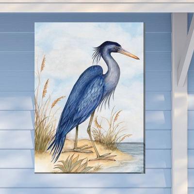 Great Blue Heron Canvas Wall Art , Blue