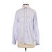 Calvin Klein Long Sleeve Button Down Shirt: Purple Checkered/Gingham Tops - Women's Size Small