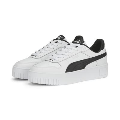 Sneaker PUMA "Carina Street Sneakers Damen", Gr. 36, schwarz-weiß (weiß schwarz silber metallic), Obermaterial: Kuhleder