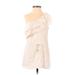 Britt Ryan Casual Dress - Shift One Shoulder Short sleeves: Ivory Dresses - Women's Size 2